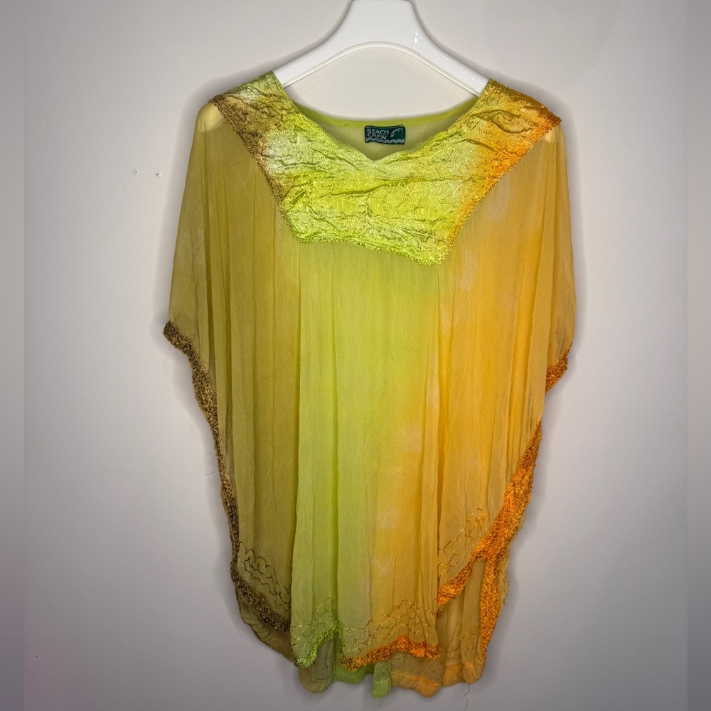 Vibrant Lime and Tangerine Swim Coverup